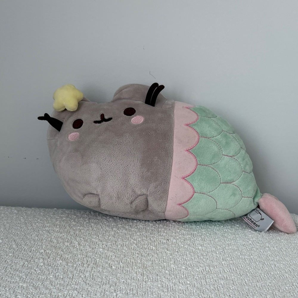 Gray and Mint Plush Cat Toy Pusheen mermaid